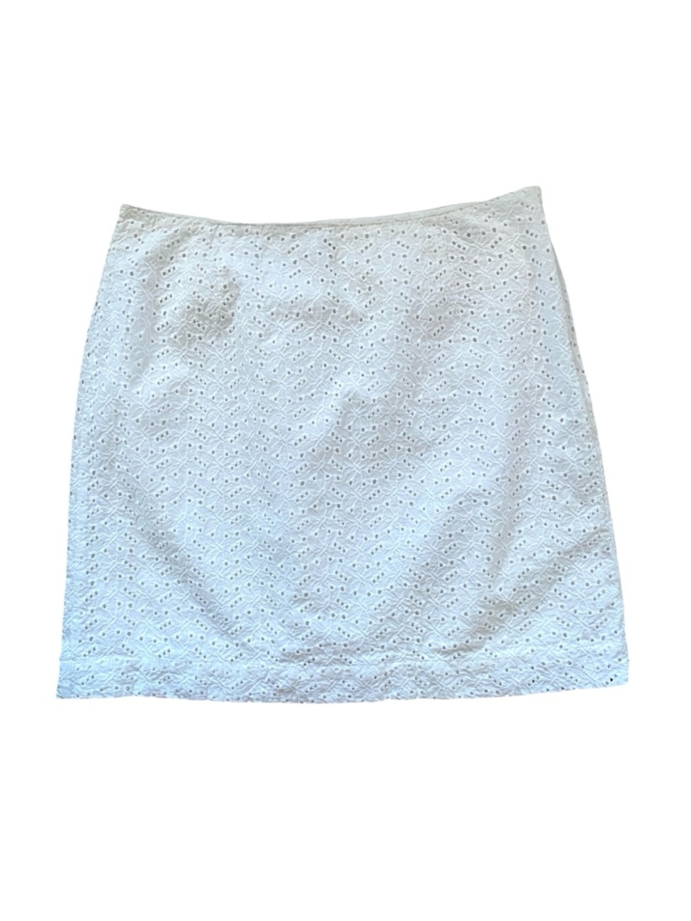 LL Bean Eyelet Lace 100% Cotton Favorite Fit White Mini Skirt 10P Coastal Preppy